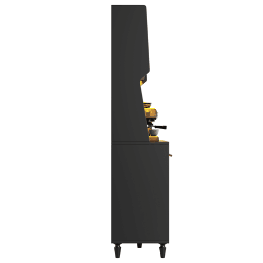 Armário de cozinha - Com 3 gavetas - Com prateleiras ajustáveis e LED - Rattan PE - Preto Armário de cozinha - Com 3 gavetas - Com prateleiras ajustáveis e LED - Rattan PE - Preto