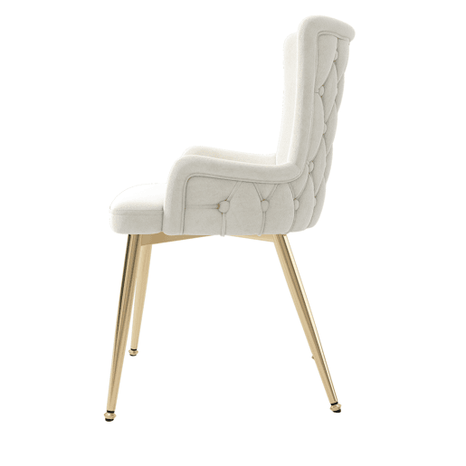 Cadeira de jantar em veludo 2er Set - luxuosa poltrona para sala de estar e quarto com pernas metálicas douradas - Bege