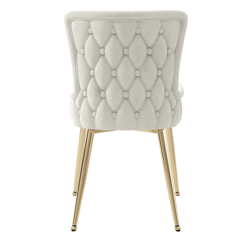 Cadeira de jantar em veludo 2er Set - luxuosa poltrona para sala de estar e quarto com pernas metálicas douradas - Bege