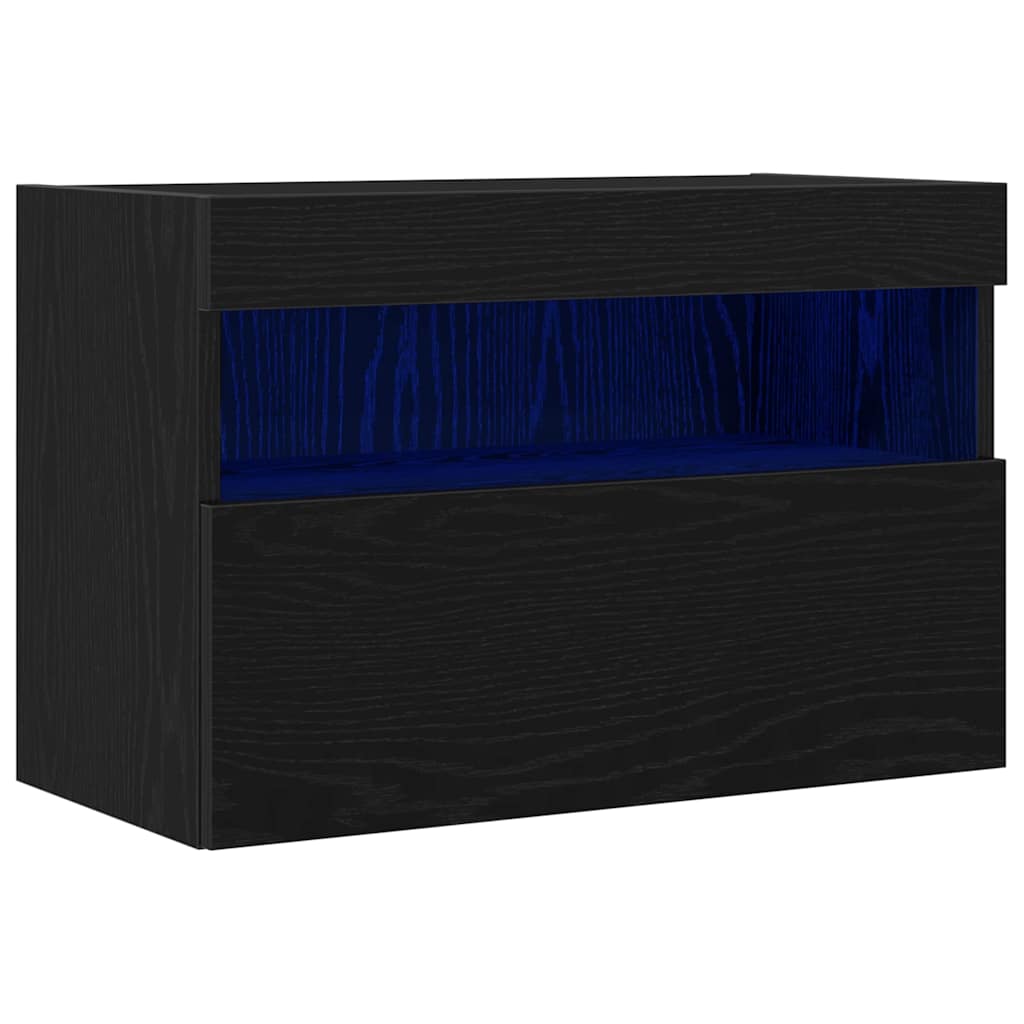mueble de tv montado en la pared roble negro 60 x 30 x 40 cm