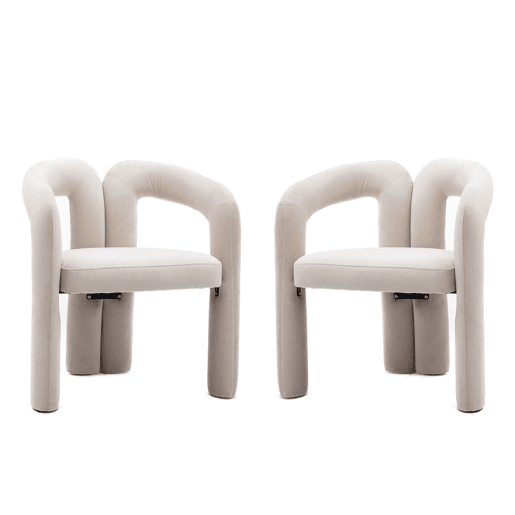 Cadeiras de jantar em veludo - 2 peças - design moderno, cadeiras decorativas estofadas - Bege