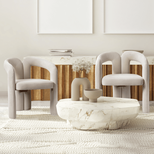 Cadeiras de jantar em veludo - 2 peças - design moderno, cadeiras decorativas estofadas - Bege