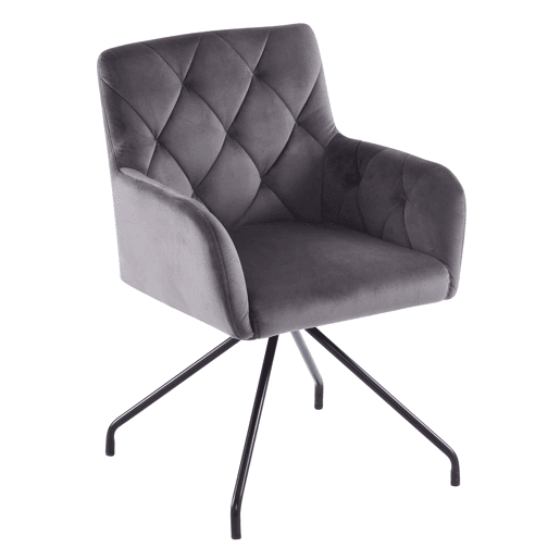 Conjunto de 2 cadeiras de jantar - Cadeira de sala moderna com apoio lombar, 4 pernas metálicas, design em losangos - Cinza
