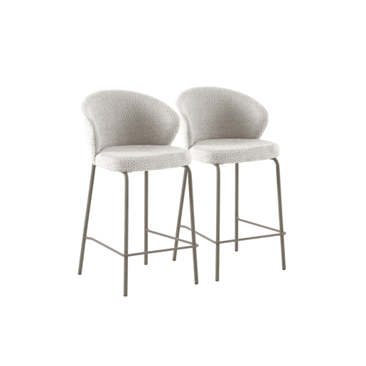 Pacote de 2 bancos estofados em chenille branco