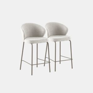 Pacote de 2 bancos estofados em chenille branco