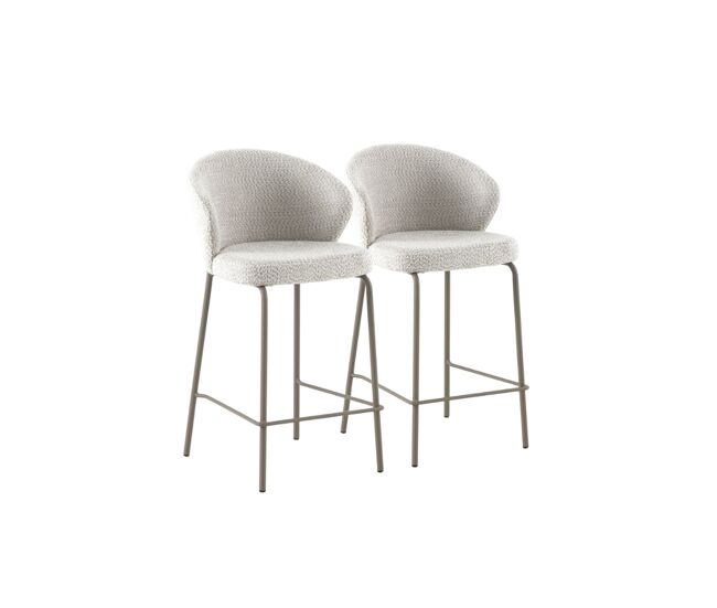 Pack de 2 taburetes tapizados en chenilla color blanco