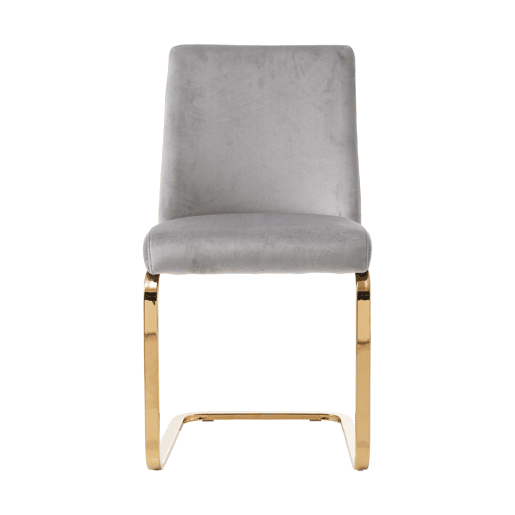 Cadeira de jantar Samt 2 unidades - Design com encosto em diamante, pernas metálicas douradas - Cinza