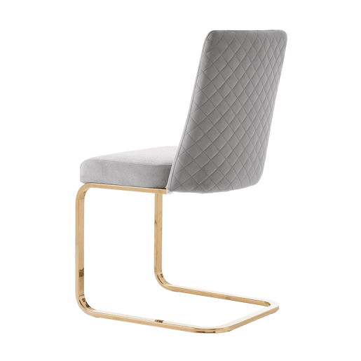 Cadeira de jantar Samt 2 unidades - Design com encosto em diamante, pernas metálicas douradas - Cinza