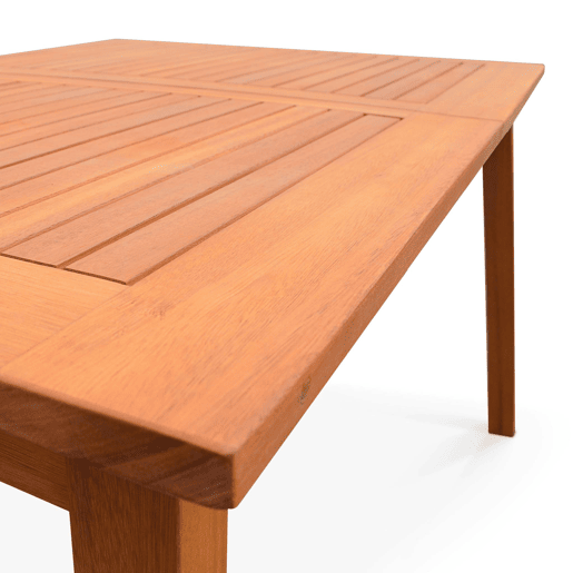Mesa de jardim extensível em madeira, 8 cadeiras, Almeria, Madeira, 240x100x75 cm