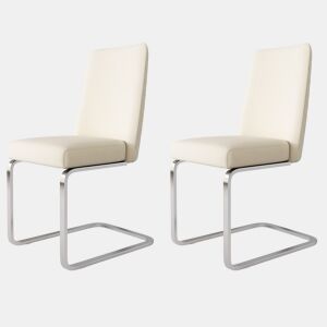 Cadeira de jantar Samt 2 unidades - Design Diamante, com pernas metálicas prateadas - Bege
