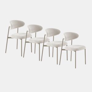 Pacote de 4 cadeiras estofadas em chenille creme