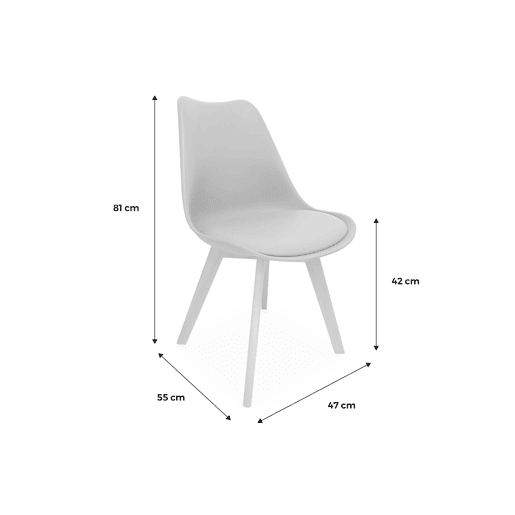 Cadeiras escandinava com pernas de madeira, set de 6, Nils, Verde celadon, 47x55x81 cm