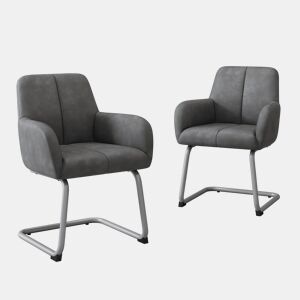 Cadeira de jantar 2 unidades - Cadeira moderna, minimalista, com pernas de aço curvas - Cinza