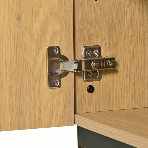 Aparador 140x40x75 cm - 2 portas, 3 gavetas, design com linhas - Natural