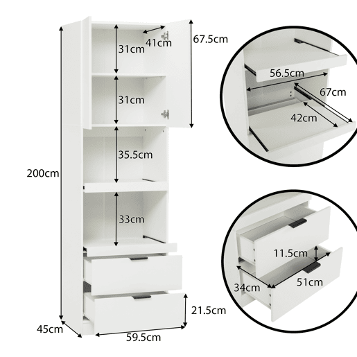 Armário de cozinha 200 cm - Armazenamento, portas, gavetas, prateleiras para micro-ondas, armário alto com proteção anti-capotamento, aparador multifuncional para sala de jantar e sala de estar - Branco Armário de cozinha 200 cm - Armazenamento, portas, gavetas, prateleiras para micro-ondas, armário alto com proteção anti-capotamento, aparador multifuncional para sala de jantar e sala de estar - Branco