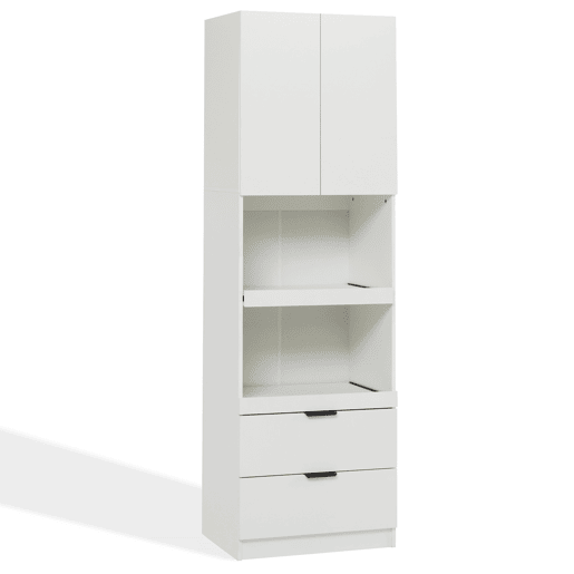 Armário de cozinha 200 cm - Armazenamento, portas, gavetas, prateleiras para micro-ondas, armário alto com proteção anti-capotamento, aparador multifuncional para sala de jantar e sala de estar - Branco Armário de cozinha 200 cm - Armazenamento, portas, gavetas, prateleiras para micro-ondas, armário alto com proteção anti-capotamento, aparador multifuncional para sala de jantar e sala de estar - Branco