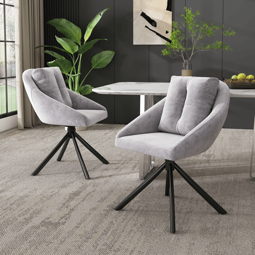 Cadeira giratória para sala de jantar - design ergonómico - Cinza