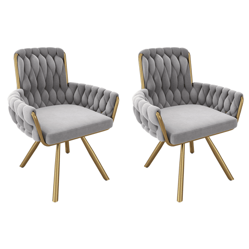 Cadeira de jantar 2 unidades - Poltrona giratória de luxo para sala e quarto - Cinza