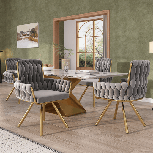 Cadeira de jantar 2 unidades - Poltrona giratória de luxo para sala e quarto - Cinza