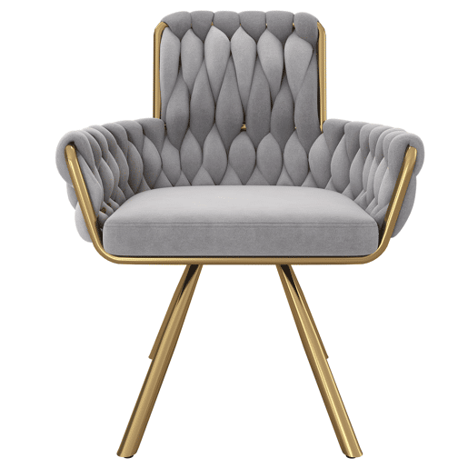 Cadeira de jantar 2 unidades - Poltrona giratória de luxo para sala e quarto - Cinza