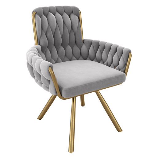 Cadeira de jantar 2 unidades - Poltrona giratória de luxo para sala e quarto - Cinza