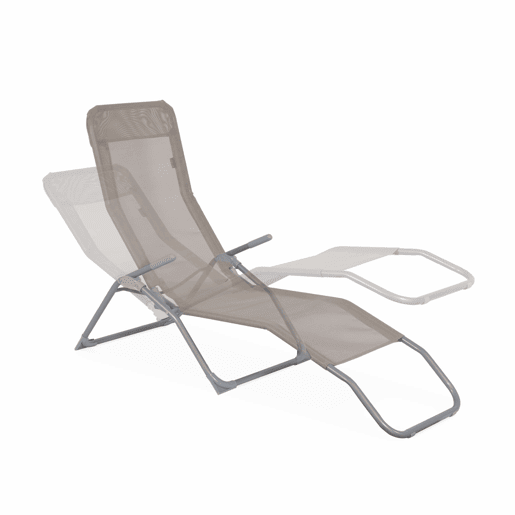Espreguiçadeira dobrável Textilene com 2 posições, set de 4, Levito x4, Taupe, 57x168x93 cm