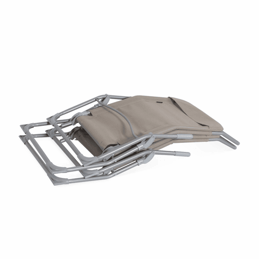 Espreguiçadeira dobrável Textilene com 2 posições, set de 4, Levito x4, Taupe, 57x168x93 cm