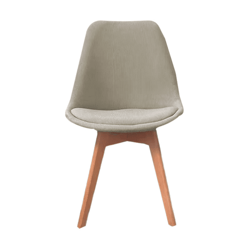 Cadeira escandinava de madeira e veludo cotelê, set de 4, Nils veludo cotelê, Cinza Claro, 49x55x81 cm