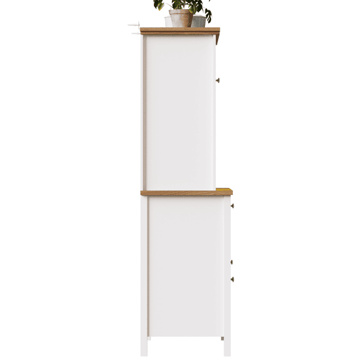 Armário de cozinha 104x40x180 cm - Com prateleiras ajustáveis, vitrina, iluminação LED - Branco