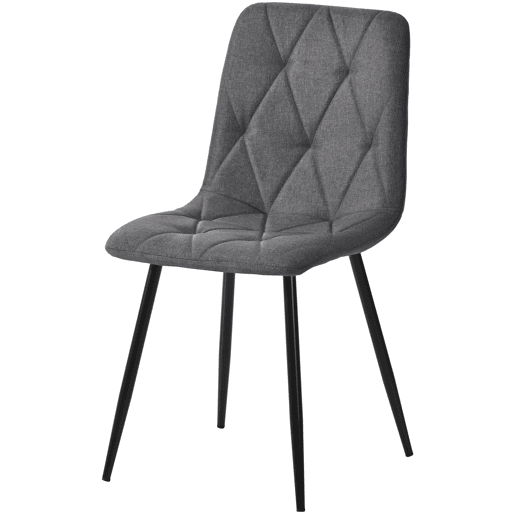 Cadeira de jantar (4 unidades), cinza escuro, cadeira de design com encosto, assento em linho twill, estrutura metálica, pernas metálicas