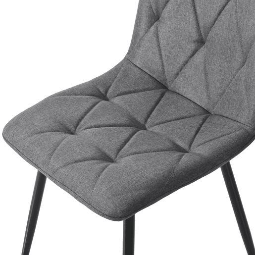 Cadeira de jantar (4 unidades), cinza escuro, cadeira de design com encosto, assento em linho twill, estrutura metálica, pernas metálicas