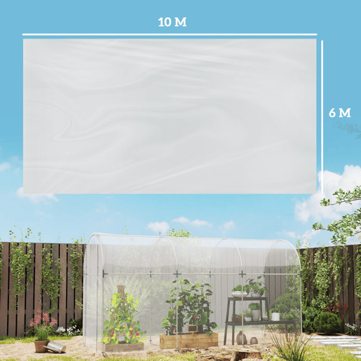 Outsunny Cobertura Transparente para Estufa 6x10 m Cobertura de Substituição de Polipropileno Resistente à Água para Horta Plantas Agricultura Jardim