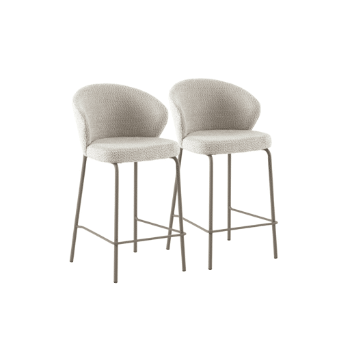 Pacote de 2 bancos estofados em chenille creme Pacote de 2 bancos estofados em chenille creme