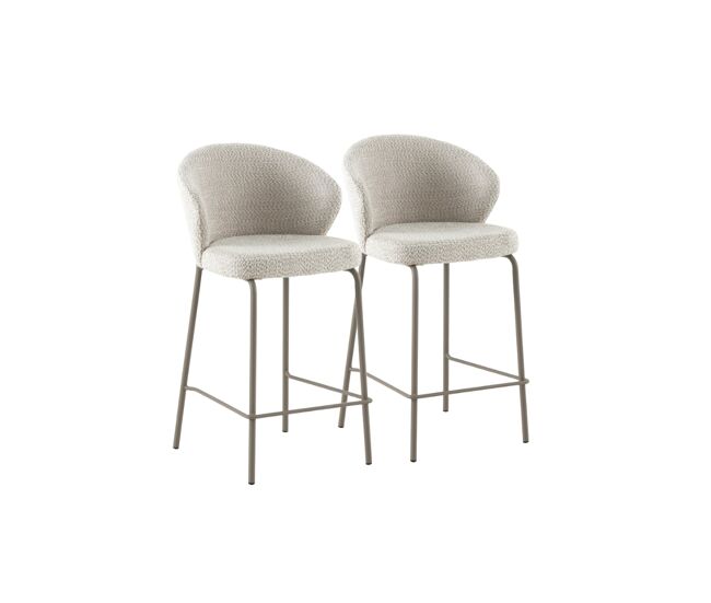 Pack de 2 taburetes tapizados en chenilla color crema