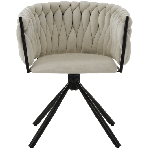 Cadeira de sala de jantar 2 unidades - Cadeira giratória de luxo para sala de estar e quarto, com quatro pernas de metal - Bege
