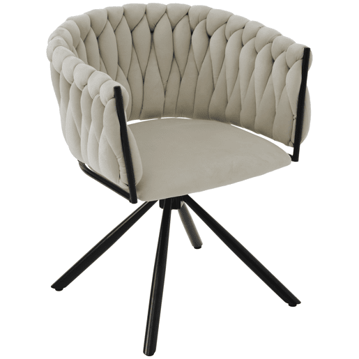 Cadeira de sala de jantar 2 unidades - Cadeira giratória de luxo para sala de estar e quarto, com quatro pernas de metal - Bege