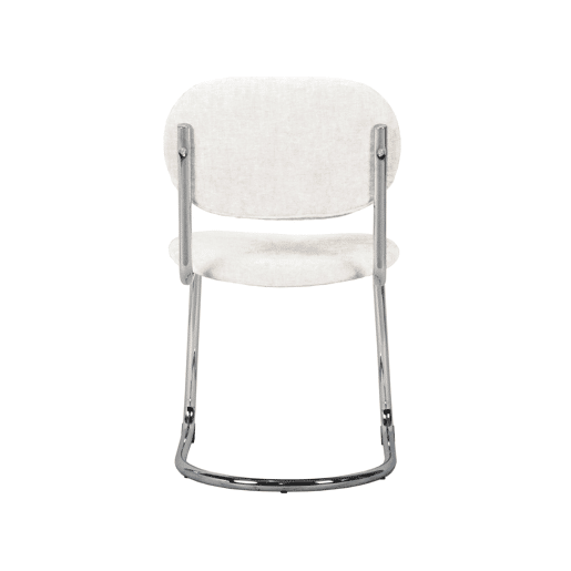 Cadeira arredondada em metal, tecido simple e pés cromados, set de 2, Maloa tecido simple, Beige, 47x54.5x81 cm