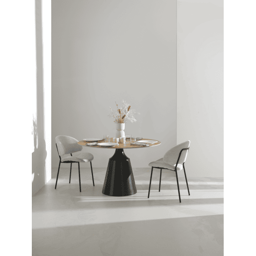 Mesa de jantar redonda 90 diam. com tampo cerâmico