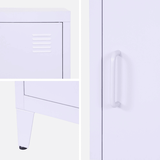 Mesa de cabeceira industrial 1 porta, set de 2, Soho, Lilas, 38x38x180 cm