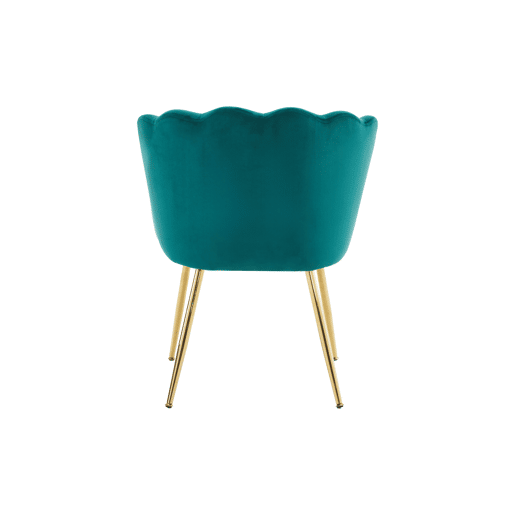 Conjunto de 2 cadeiras modernas de veludo - cadeiras para sala e casa de banho, encosto em forma de pétalas, pernas de metal dourado, almofada tipo borboleta - Verde