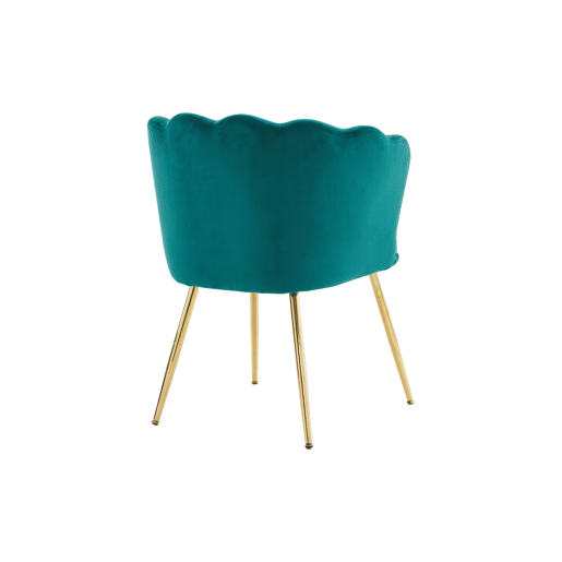 Conjunto de 2 cadeiras modernas de veludo - cadeiras para sala e casa de banho, encosto em forma de pétalas, pernas de metal dourado, almofada tipo borboleta - Verde