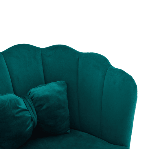 Conjunto de 2 cadeiras modernas de veludo - cadeiras para sala e casa de banho, encosto em forma de pétalas, pernas de metal dourado, almofada tipo borboleta - Verde