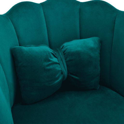 Conjunto de 2 cadeiras modernas de veludo - cadeiras para sala e casa de banho, encosto em forma de pétalas, pernas de metal dourado, almofada tipo borboleta - Verde