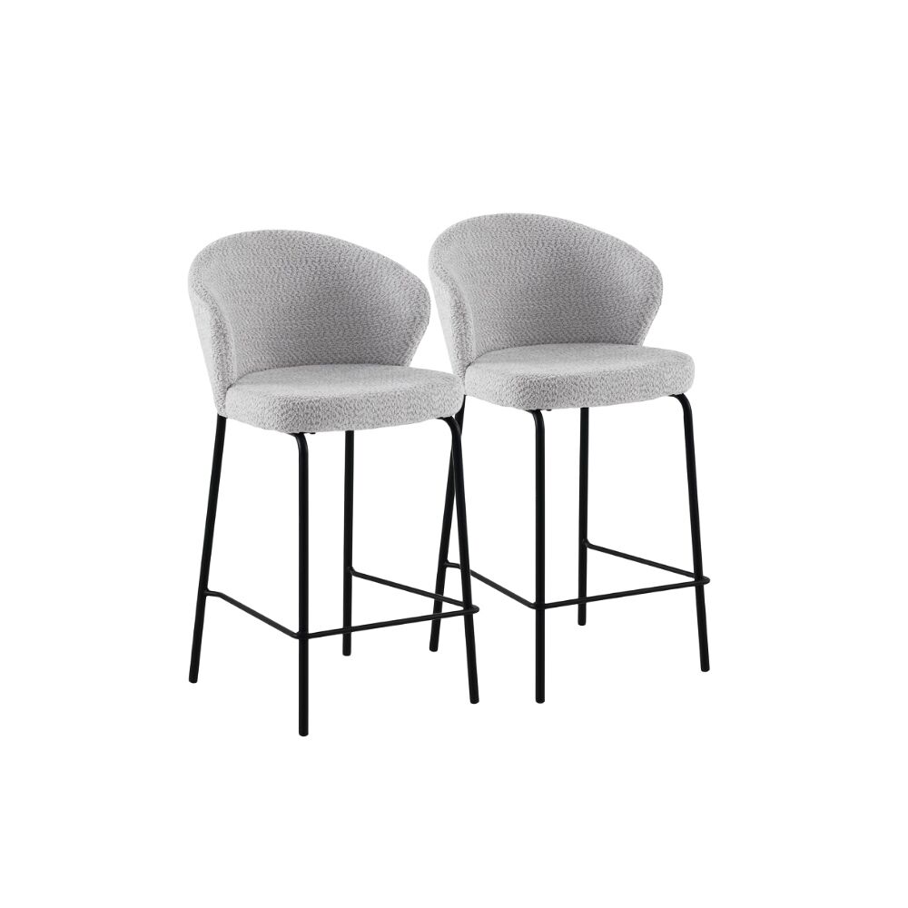 Pack de  2 taburetes tapizados en chenilla color gris claro