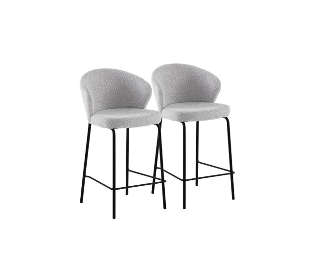 Pack de 2 taburetes tapizados en chenilla color gris claro