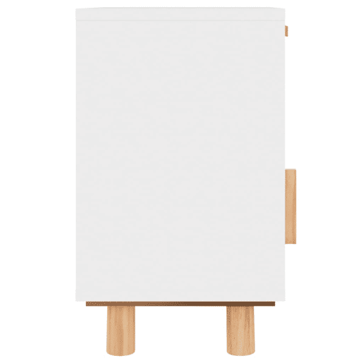 Mesa De Cabeceira - Mesinha De Cabeceira pinho maciço e vime natural branco