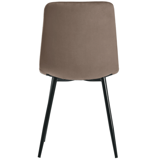 Conjunto de 4 cadeiras de jantar - Cadeira de design com encosto, assento em veludo, estrutura em metal - Castanho