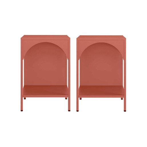 Mesa de cabeceira industrial, set de 2, Soho, Terracota, 35x35x52 cm