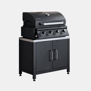 Churrasqueira a gás de 4 queimadores + cozinha externa em aço, 80cm, Grimaud 2 módulos, Preto, 50x73x48 cm