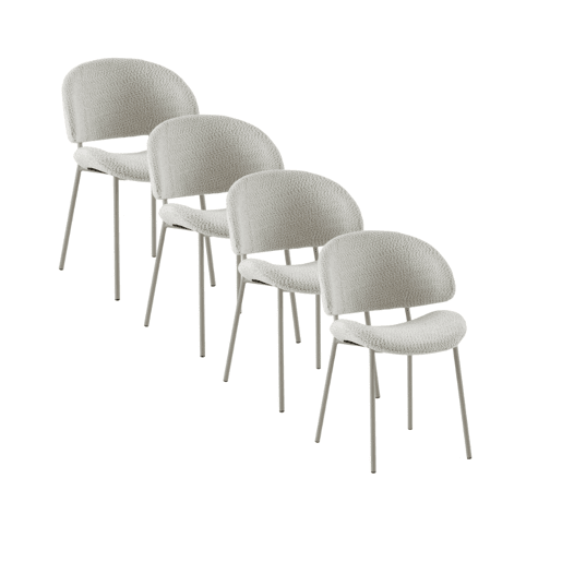 Pacote de 4 cadeiras estofadas em chenille creme Pacote de 4 cadeiras estofadas em chenille creme
